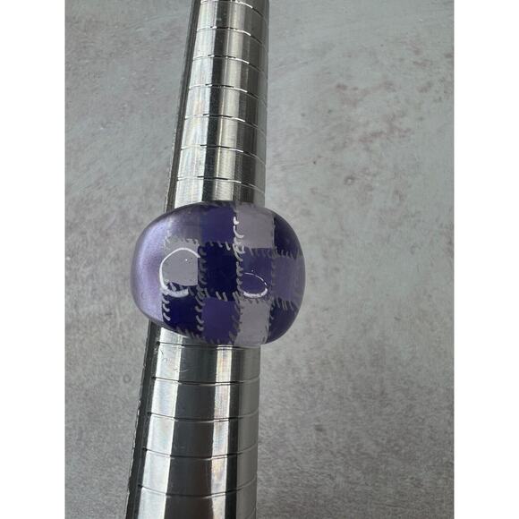 Women's Fashion Jewelry Purple Checkered Trendy Statement Dome Ring - Size 7 Y2K - Picture 6 of 8